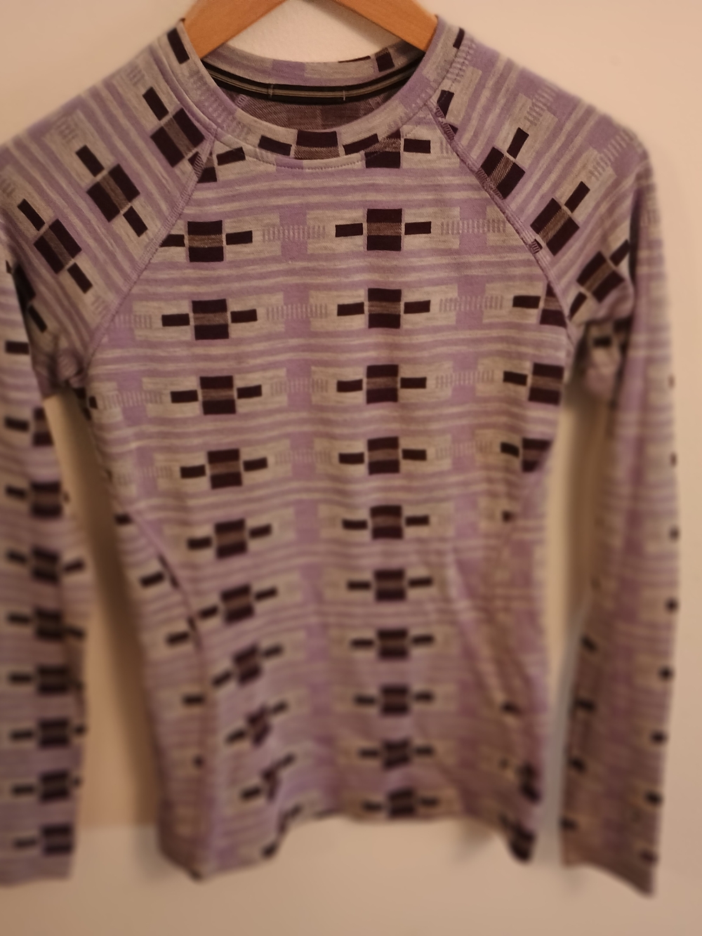 Smartwool Men’s Lavender and Black Geometric Crewneck Sweater XS